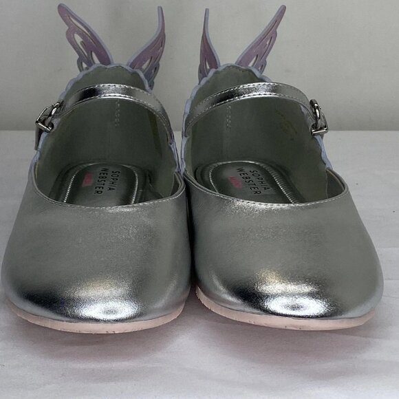 Sophia Webster Mini Girls Evangeline Butterfly Flats – Silver – Size 34 / 3Y - Picture 1 of 11